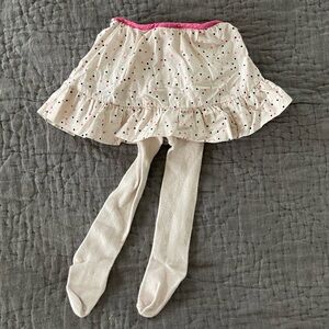 GAP White Polka Dot Skirted Tights Cotton Nylon Blend 12-18 Months Warm Outdoors